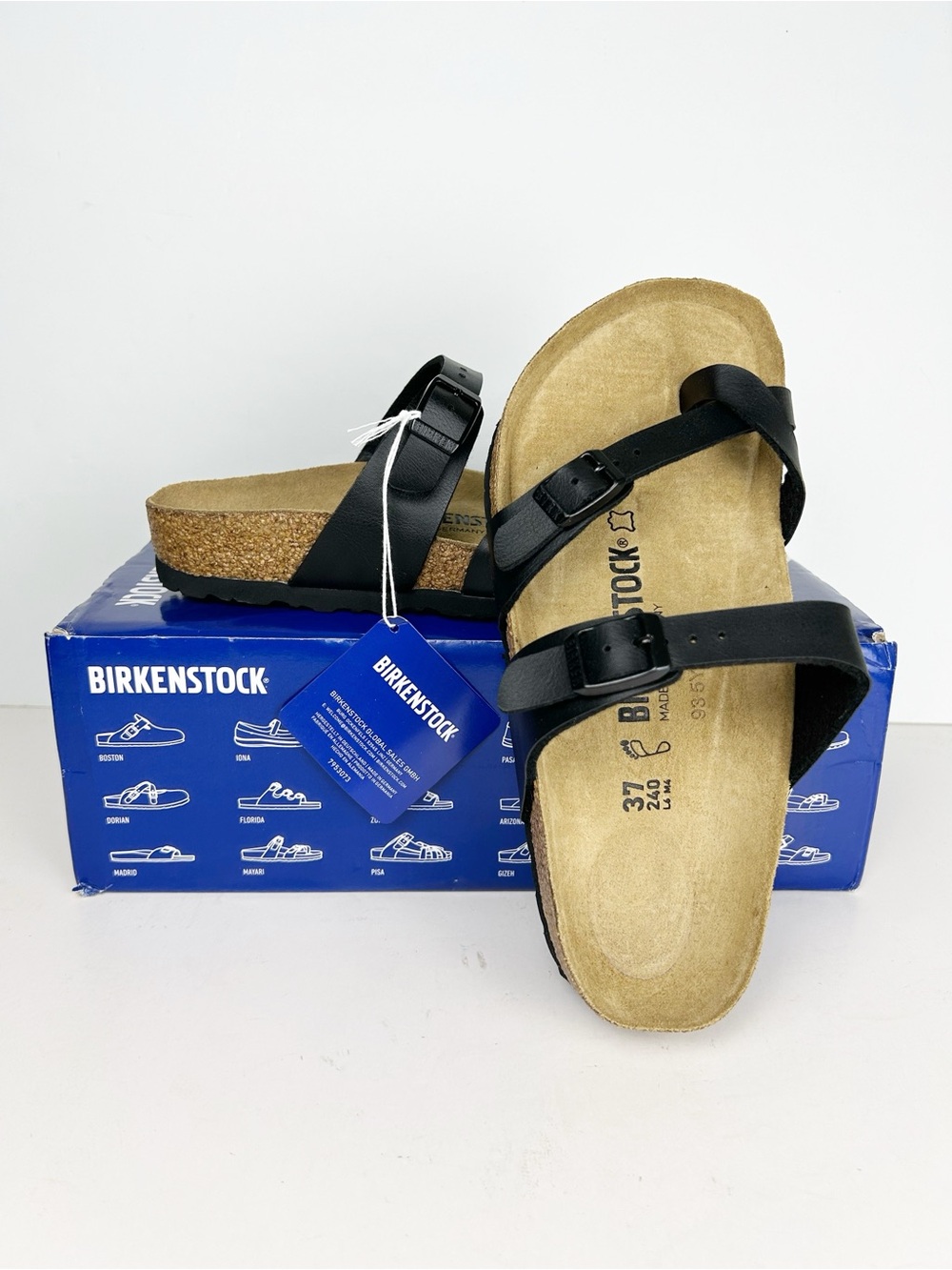 Birkenstock Mayari Black Birko-Flor Two Buckle Sandals EU 37 US 6 Brand New